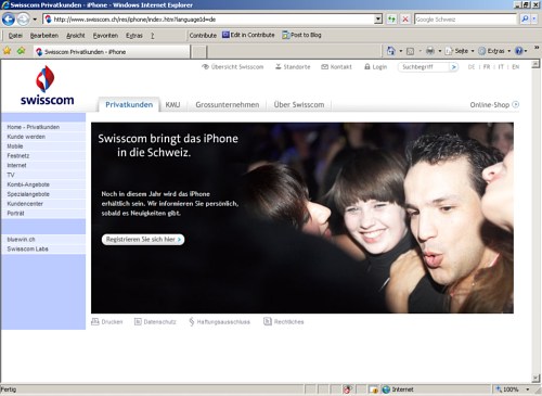 Swisscom bringt das iPhone